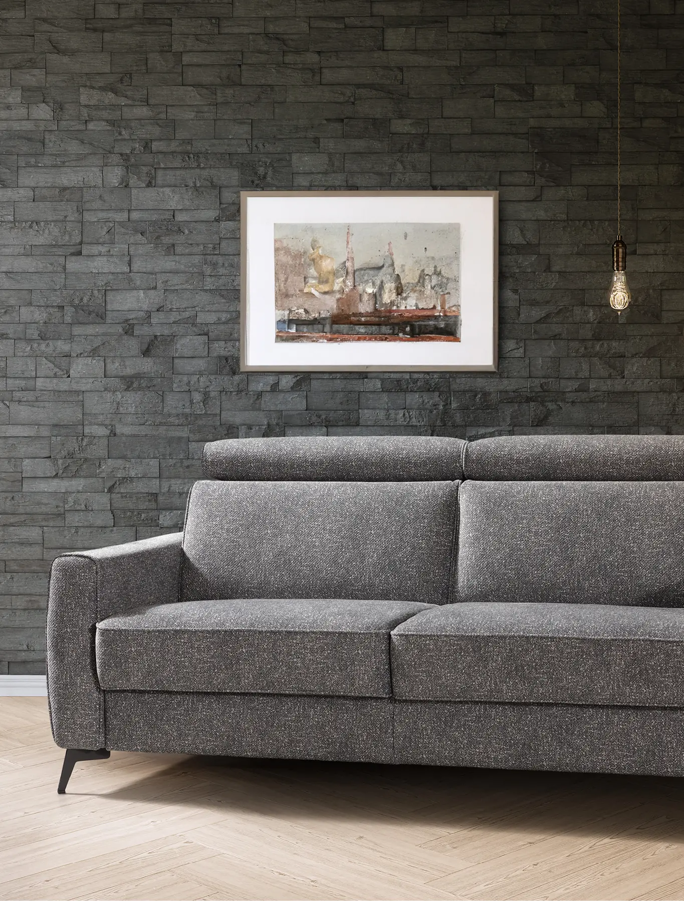 Simples anthrazit-farbiges Zweisitzer-Sofa